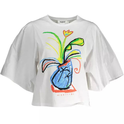 【Desigual】ホワイト コットン ウィメンズTシャツ